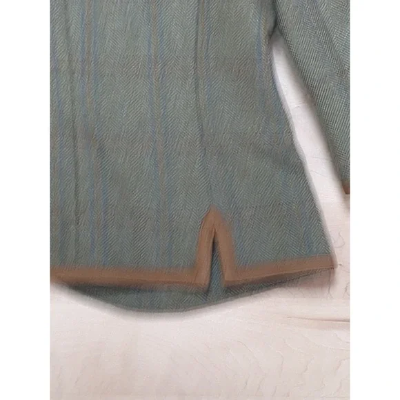 Dubarry Wool Tweed Equestrian Herringbone Blazer Jacket 3/4‎ Sleeve Green Tan 36